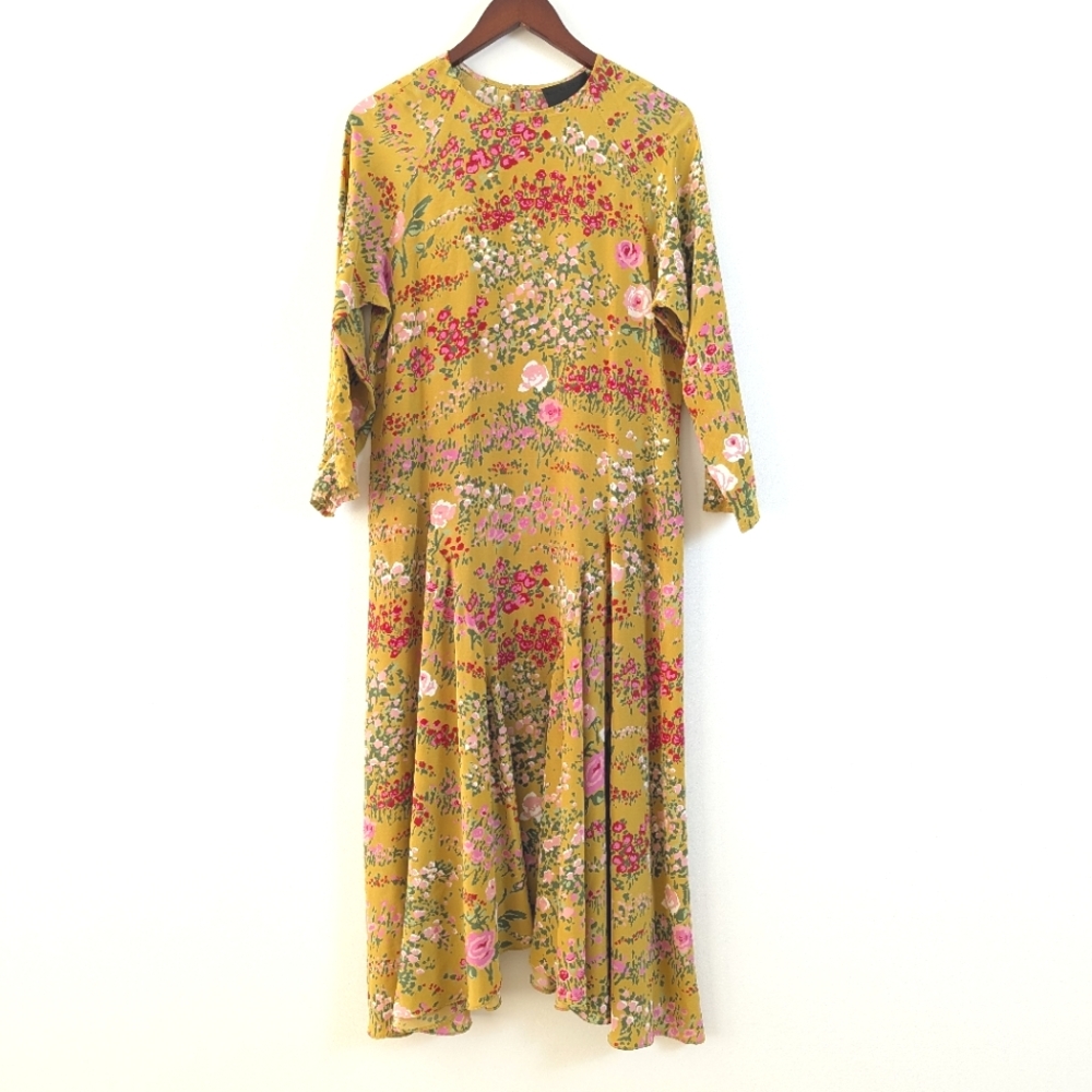 No. 6 Vibrant Yellow Floral Midi Dress - Picture 3 of 16